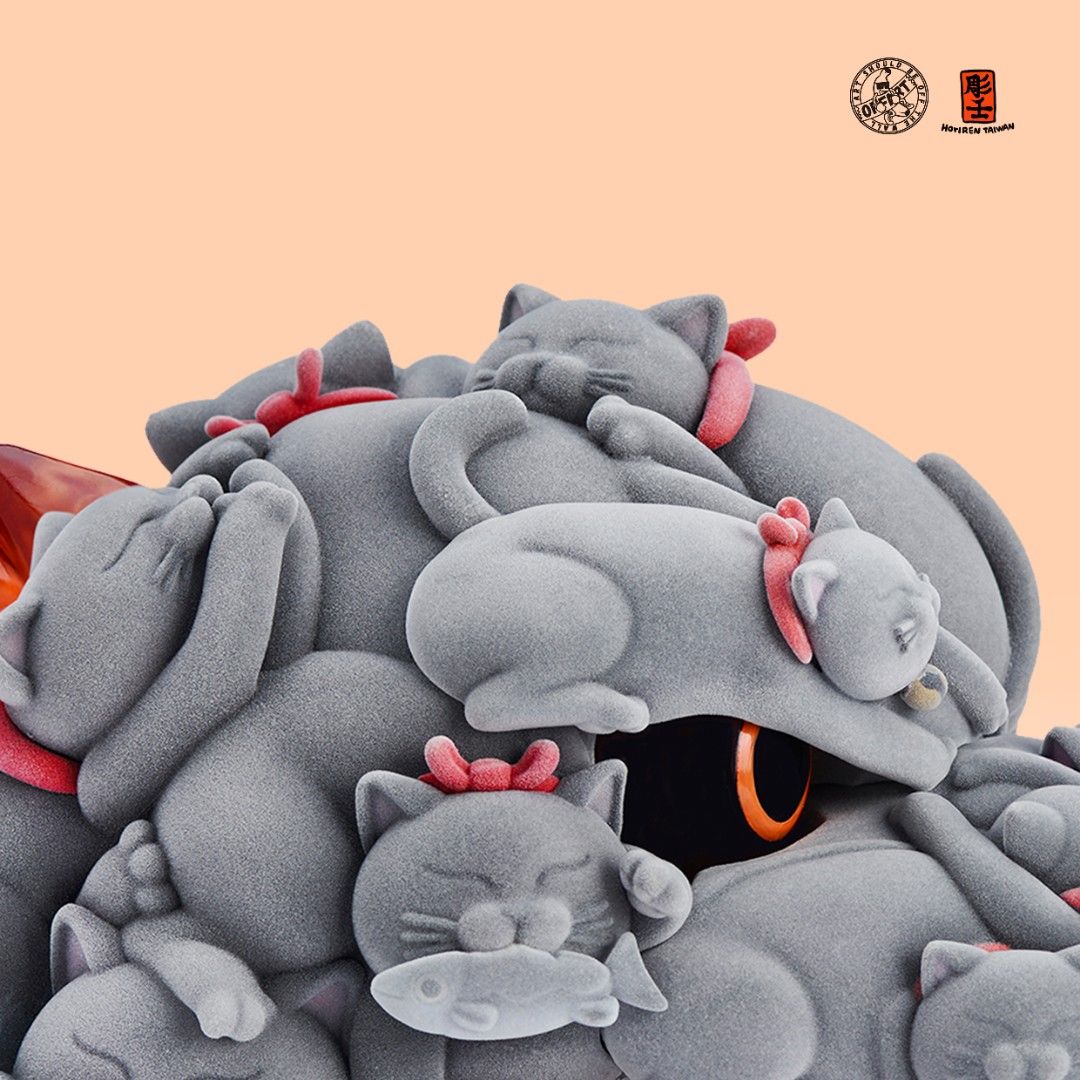 Lucky Cat Red Lotus original color flocking version