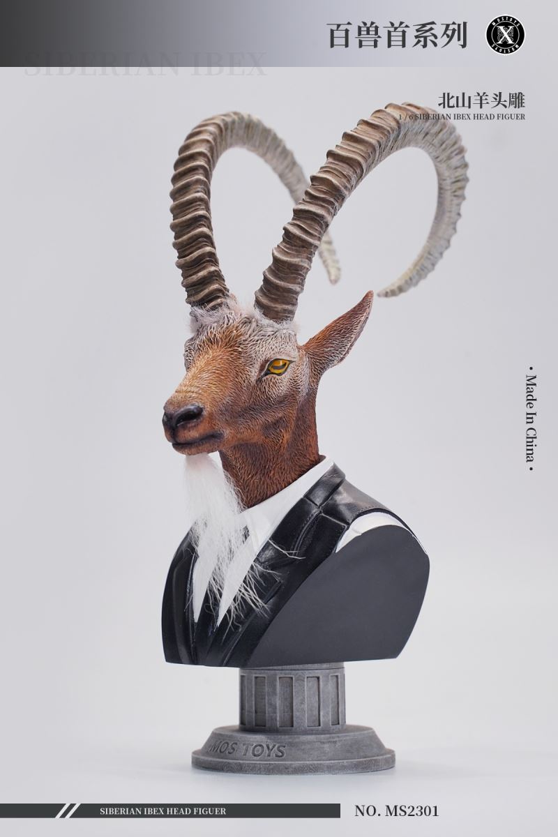 Siberian Ibex Head Figure