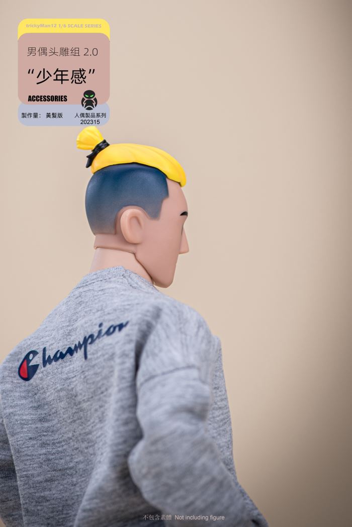 Male Doll Head Sculpture Set 2.0 Yellow Hair/Blue Hair 1/6