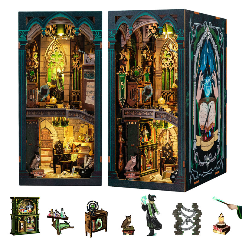 Miniature Doll House Darkness Common Room Wooden Wooden Handmade Kit