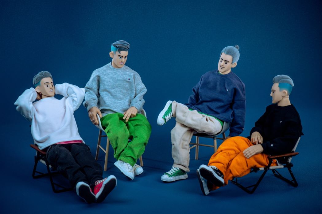 male doll head sculpt set 4.0 [black flocked hair/light brown flocked hair] 1/6