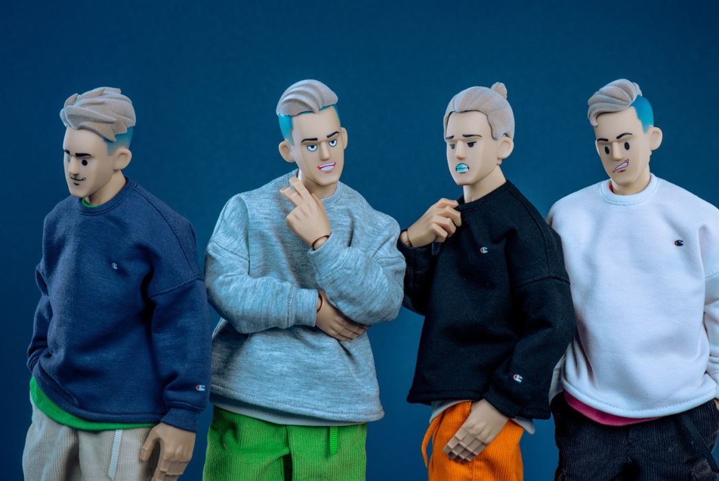 male doll head sculpt set 4.0 [black flocked hair/light brown flocked hair] 1/6