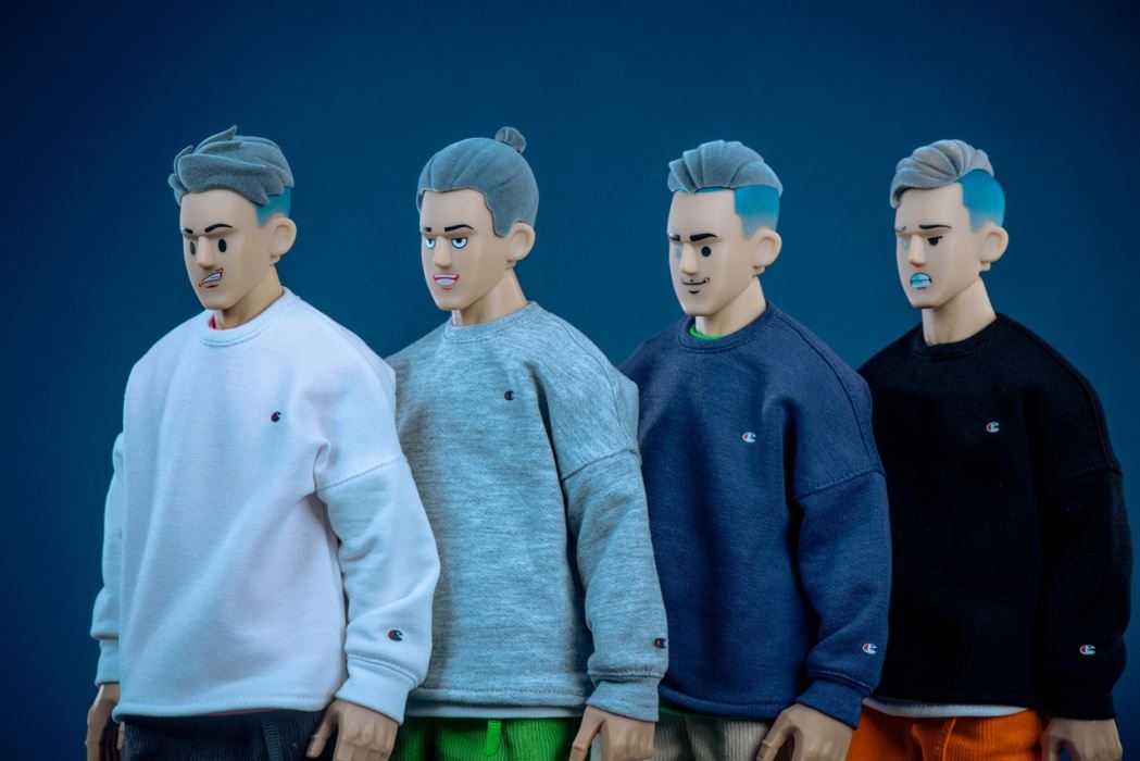 male doll head sculpt set 4.0 [black flocked hair/light brown flocked hair] 1/6