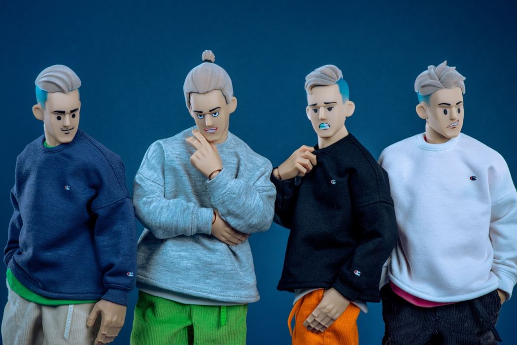 male doll head sculpt set 4.0 [black flocked hair/light brown flocked hair] 1/6