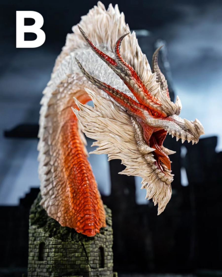 White Fatalis Head Sculpture - Monster Hunter