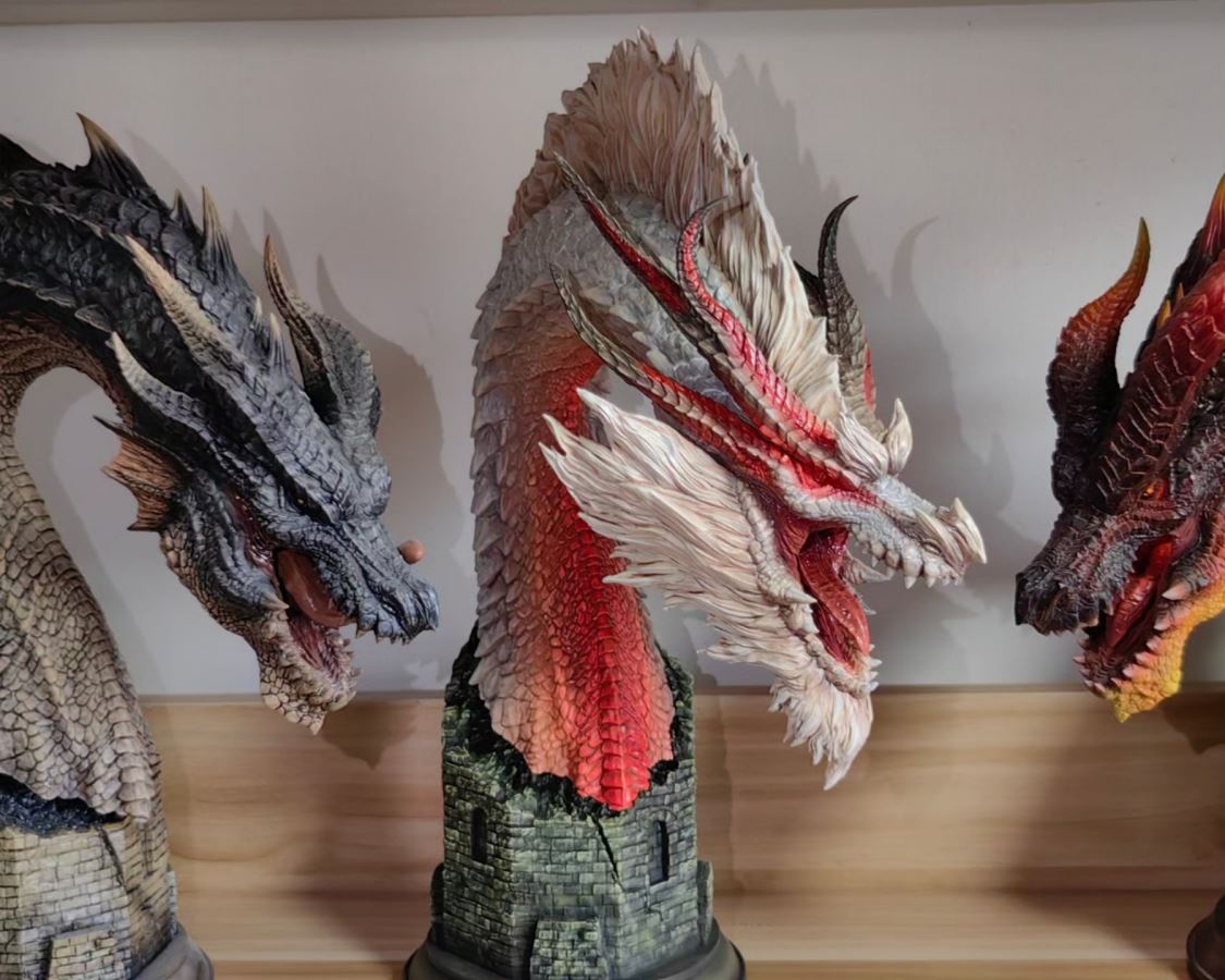 White Fatalis Head Sculpture - Monster Hunter