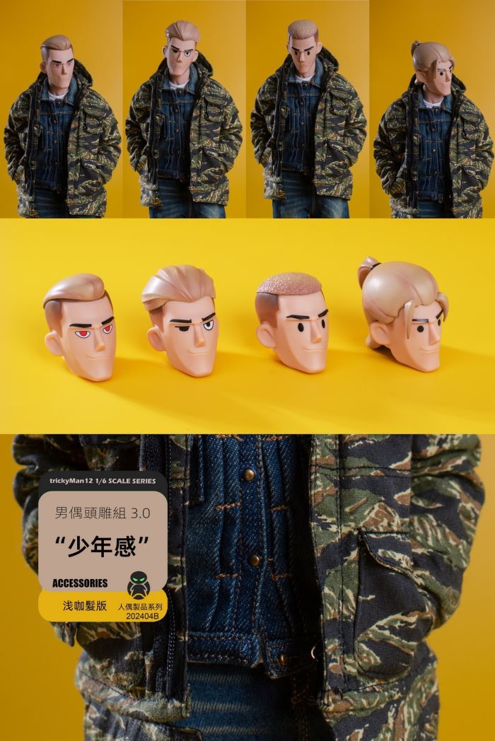Male doll head sculpt set 3.0 [black hair/light brown] 1/6