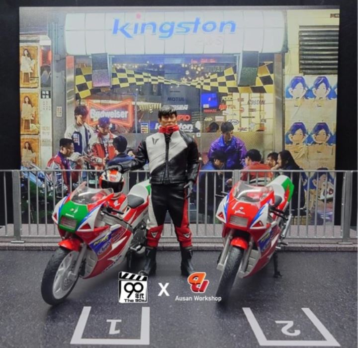 NSR Motorcycle (Red and White Latte Art) & Fire Chariot Motorcycle NSR 1/12