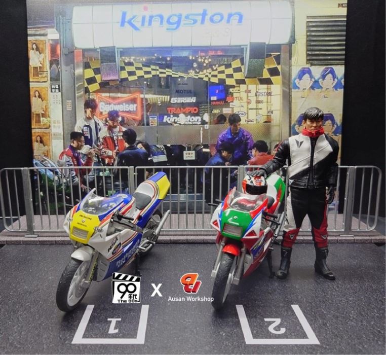 NSR Motorcycle (Red and White Latte Art) & Fire Chariot Motorcycle NSR 1/12