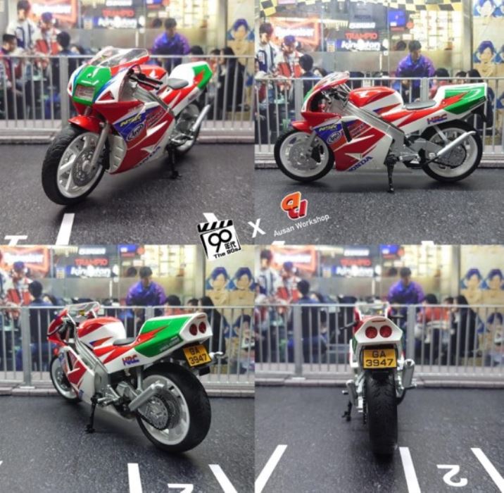 NSR Motorcycle (Red and White Latte Art) & Fire Chariot Motorcycle NSR 1/12