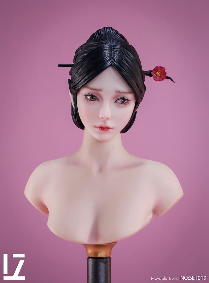 Ancient Costume Female Head Sculpture with Movable Eyes [SET019] 1/6