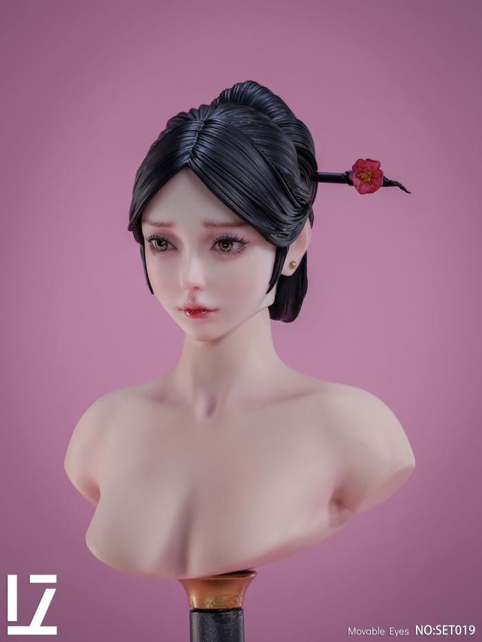 Ancient Costume Female Head Sculpture with Movable Eyes [SET019] 1/6