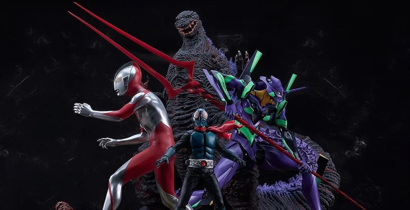 Shin Japan Heroes Universe: Godzilla, EVA01, Ultraman and Masked Rider