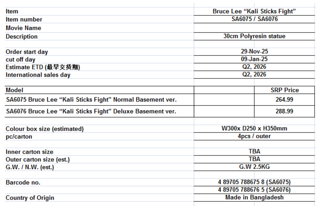 Bruce Lee - Calico Stick Statue