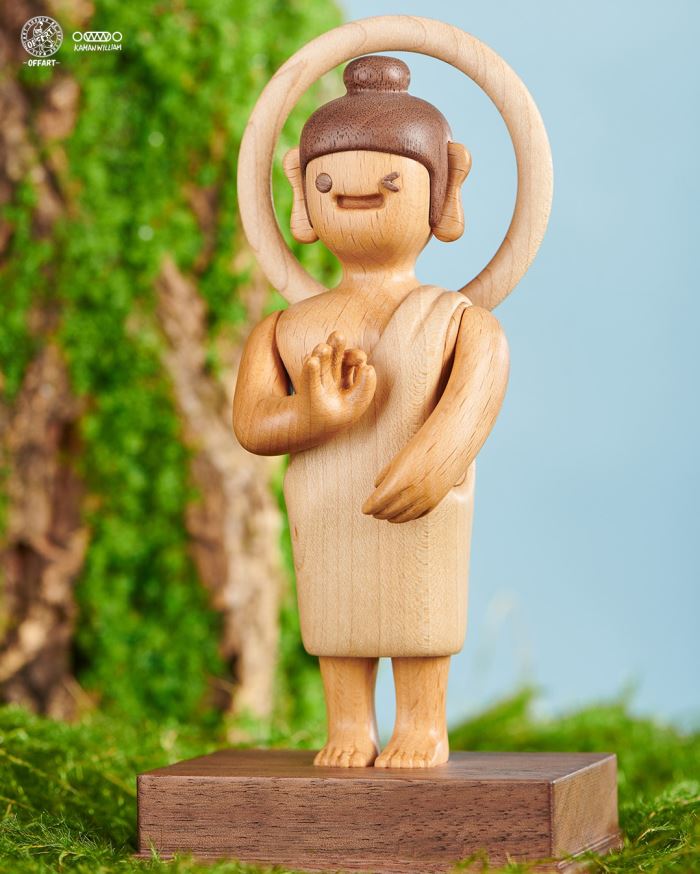 OK Buddha All Things Are OK Wood Statue
