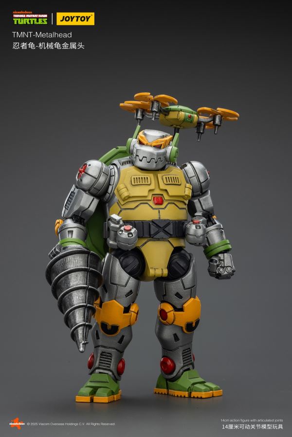 TMNT Ninja Turtles - Large Alligator Leather Head & Mechanical Turtle Metal Head 1/18