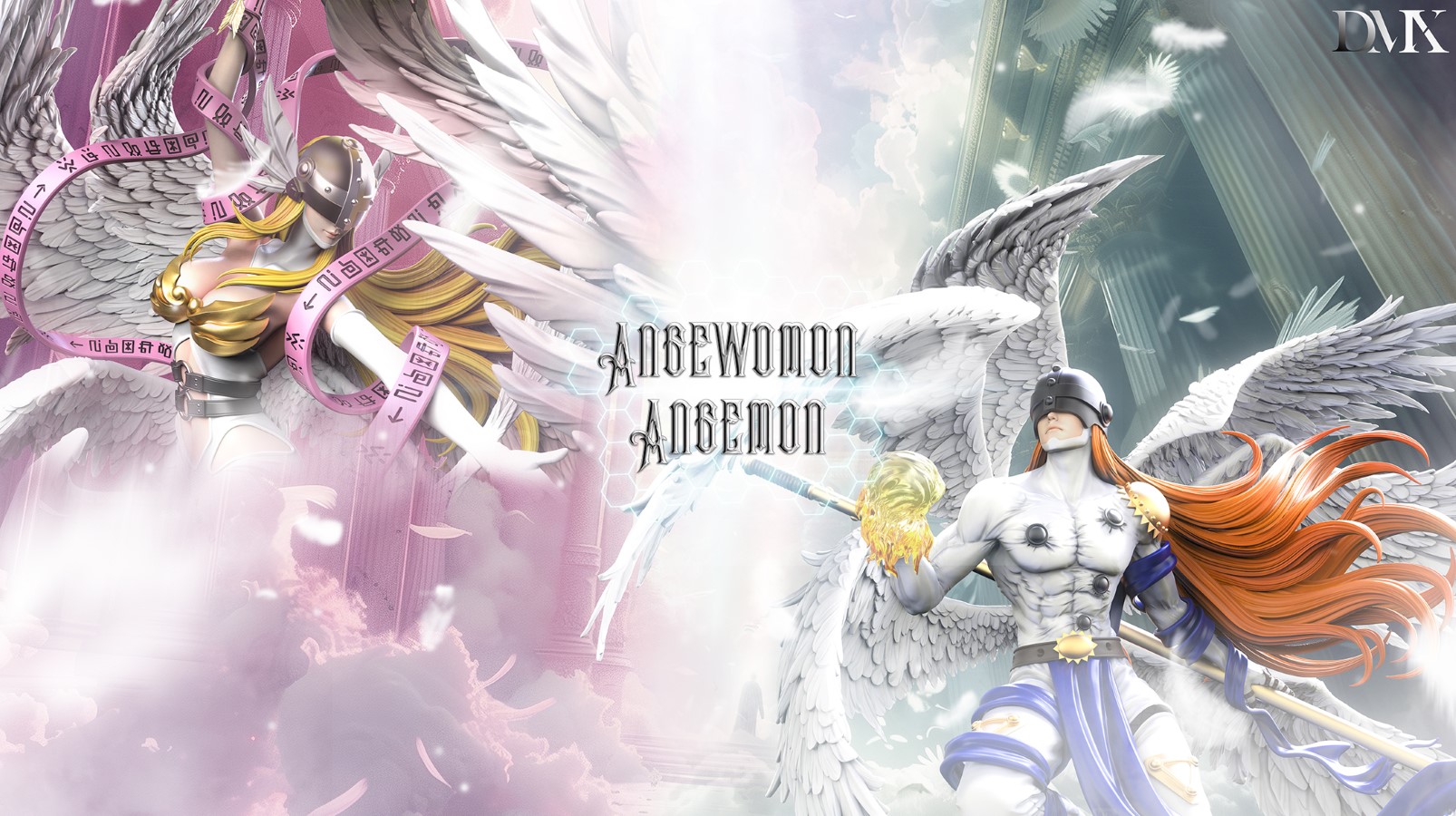 Angemon & Takeru & Angewomon & Kari - Digimon