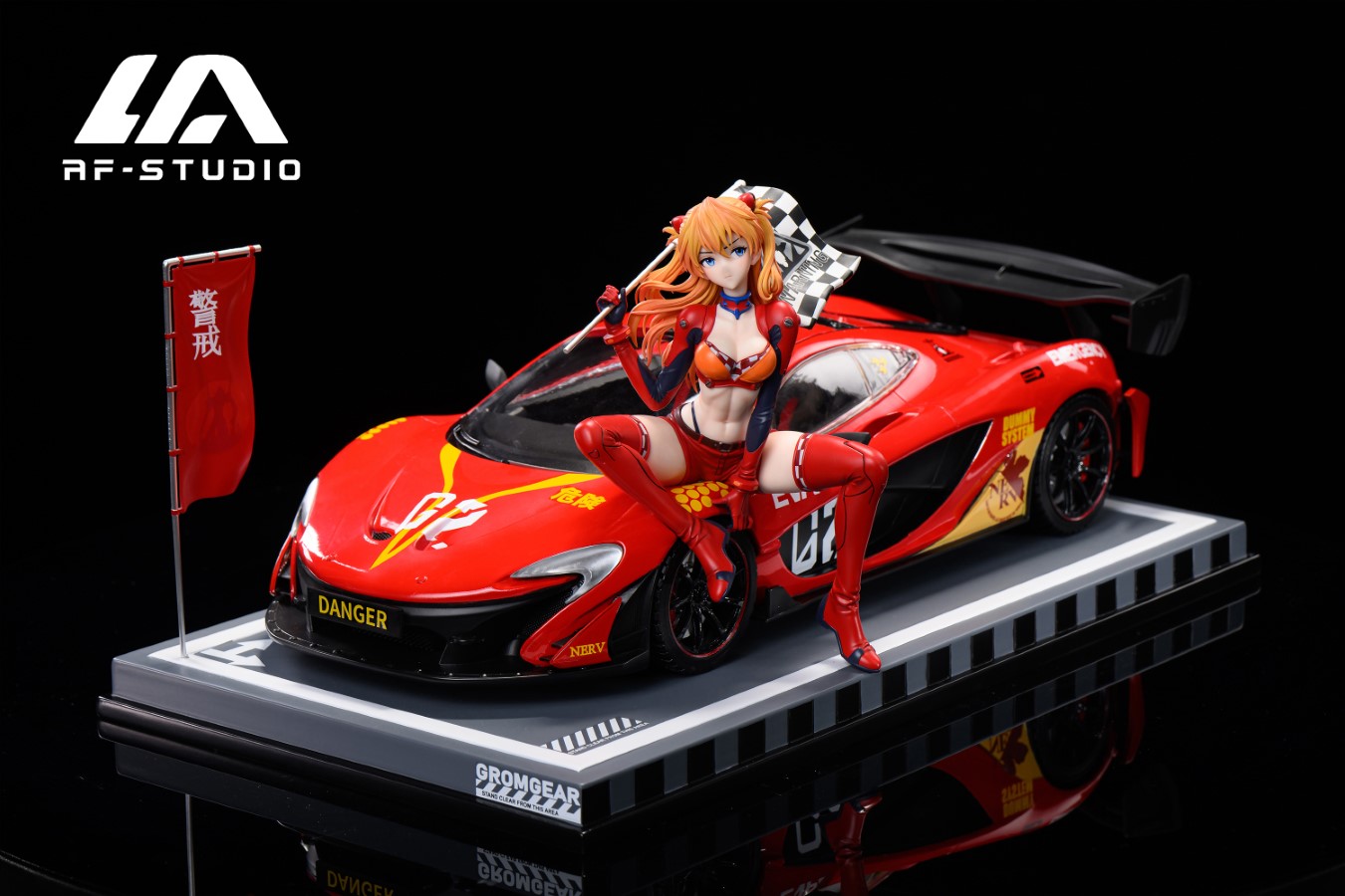 Asuka with McLaren Sports Car - Evangelion