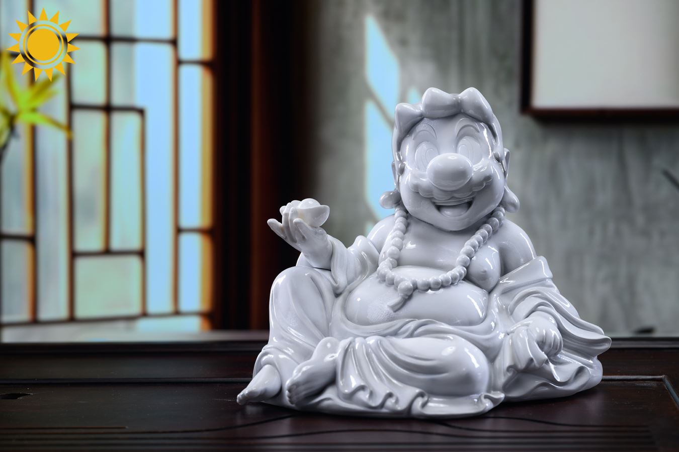 Super Mario - Laughing Buddha Fusion Statue Tea Pet 