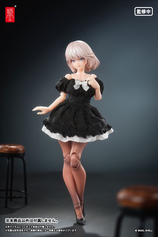 Puff Sleeves One-piece Dress (Black) (DOLL ACCESSORY)