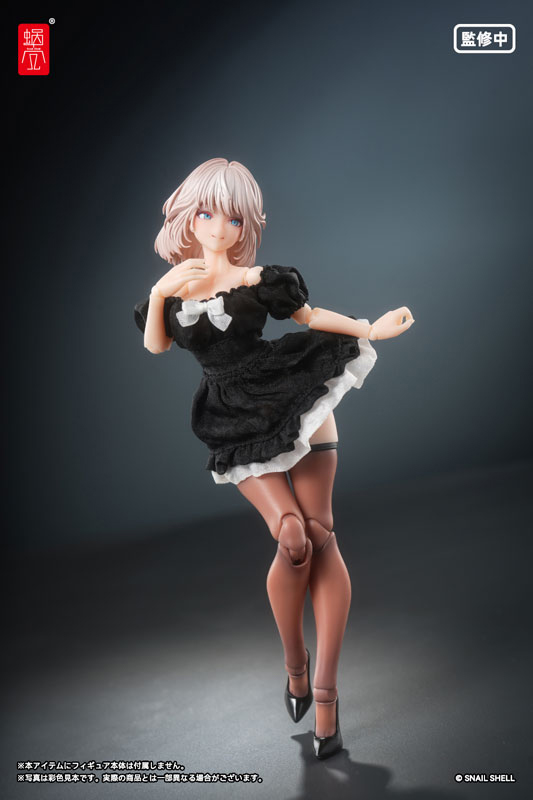 Puff Sleeves One-piece Dress (Black) (DOLL ACCESSORY)