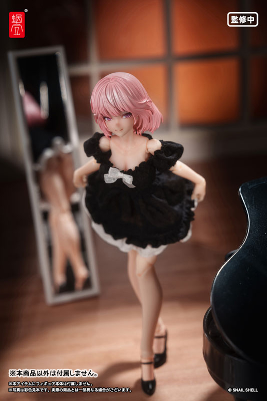 Puff Sleeves One-piece Dress (Black) (DOLL ACCESSORY)