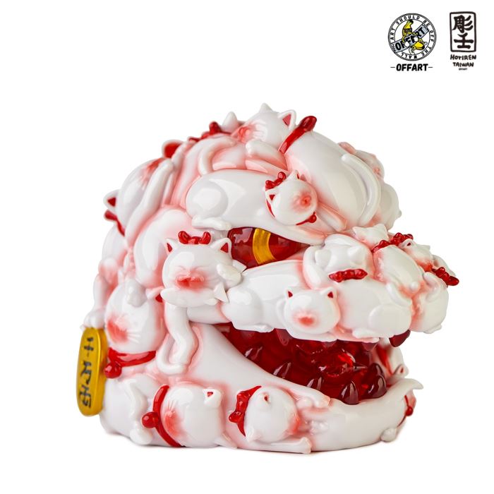 Hundred Cats Red Lotus Mini Fortune Head Carving