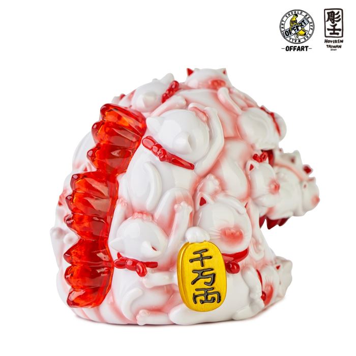 Hundred Cats Red Lotus Mini Fortune Head Carving