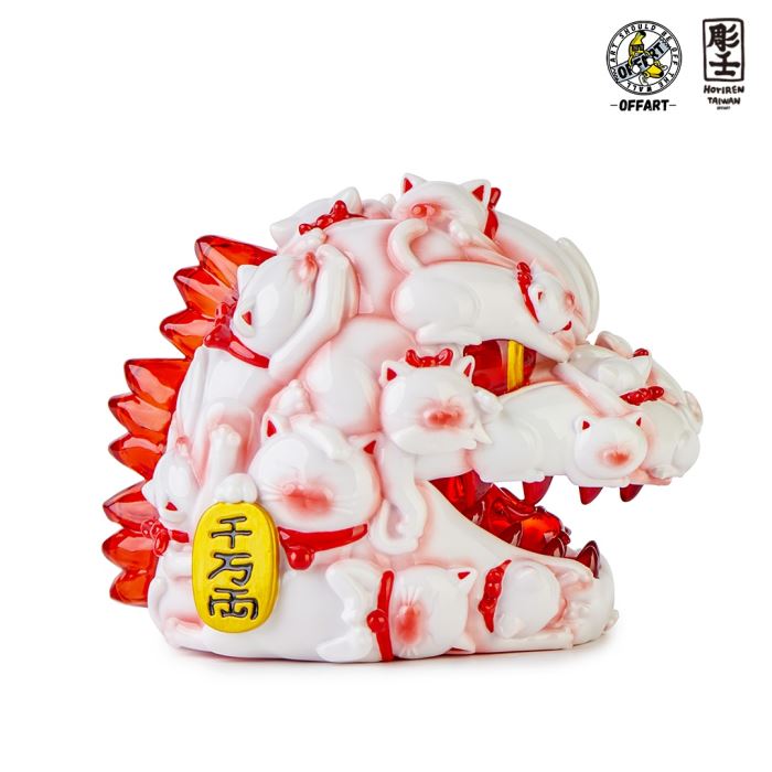 Hundred Cats Red Lotus Mini Fortune Head Carving