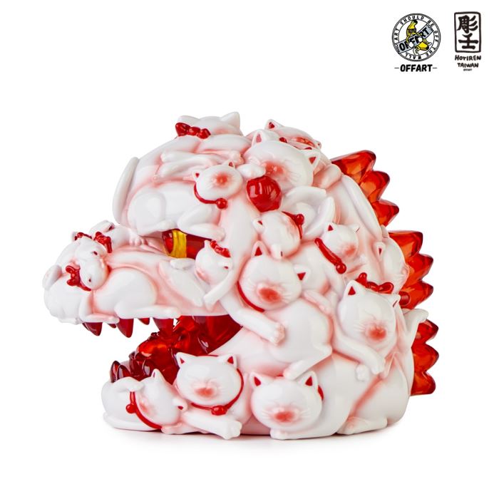 Hundred Cats Red Lotus Mini Fortune Head Carving