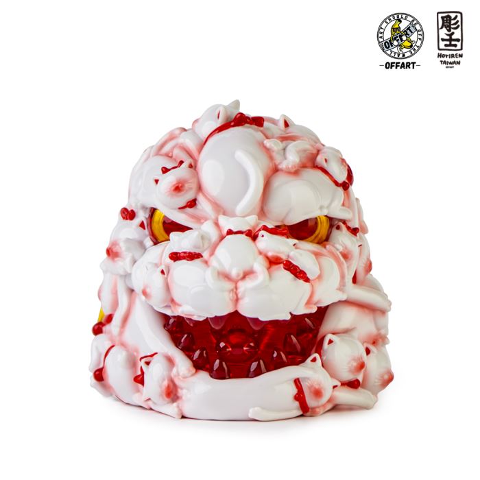 Hundred Cats Red Lotus Mini Fortune Head Carving