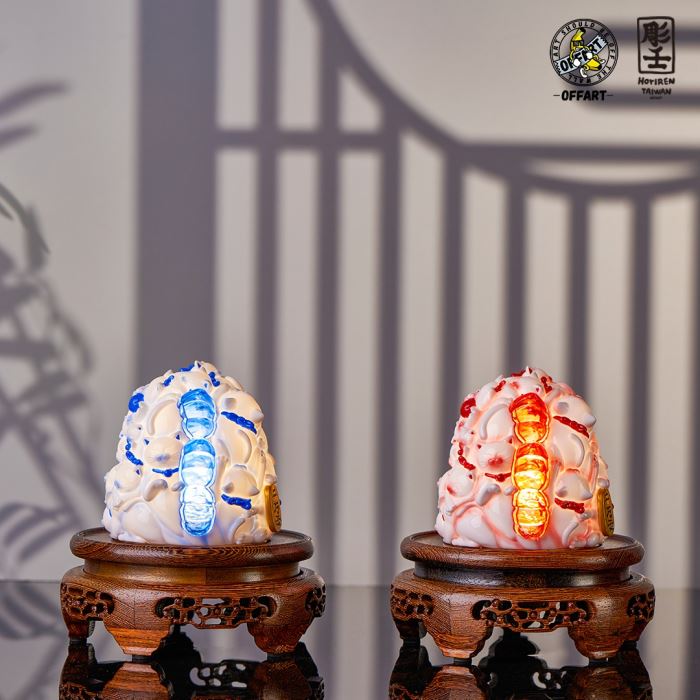 Hundred Cats Red Lotus Mini Fortune Head Carving