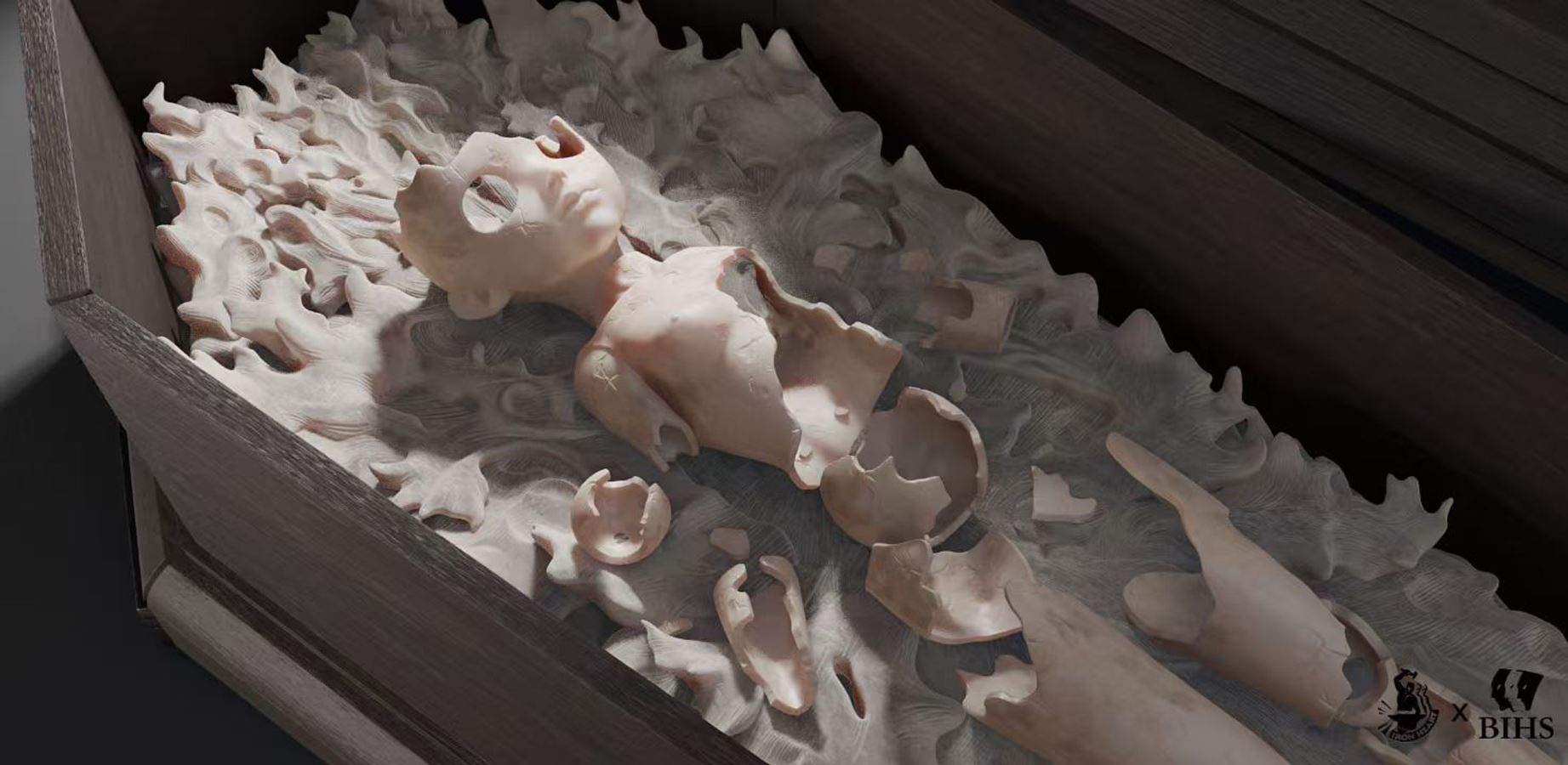 Berserk Black dog pulling coffin of Casca