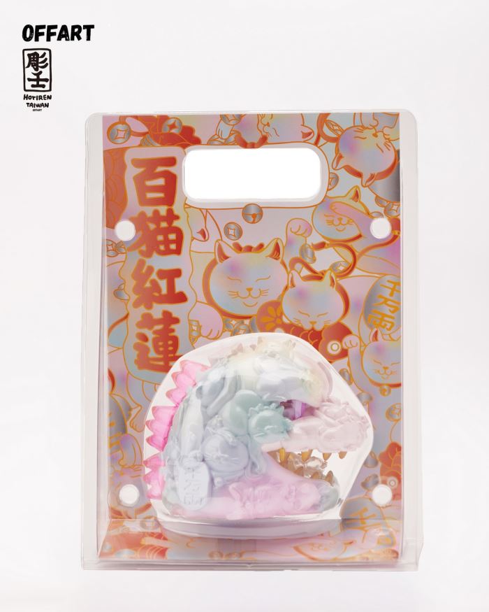 Hundred Cats Red Lotus Mini Lucky Head Sculpture - Sweet Frosting Version