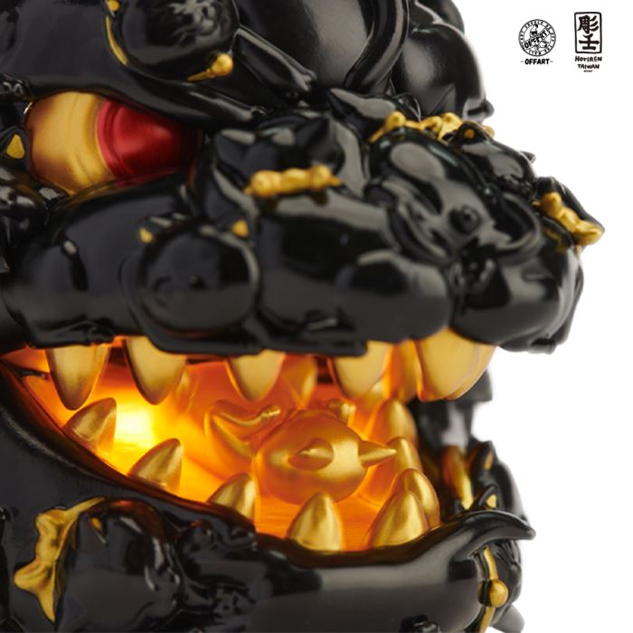 Hundred Cats Red Lotus Mini Mini Fortune Head Sculpture - Ink Gold Version