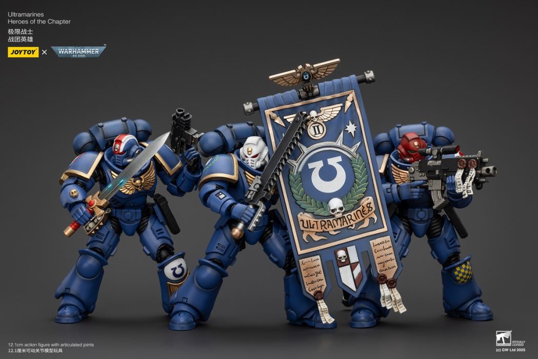 Ultramarines - Veteran Custer / Adjutant Erastas / Flag Bearer Bosca / Leviathan Mecha