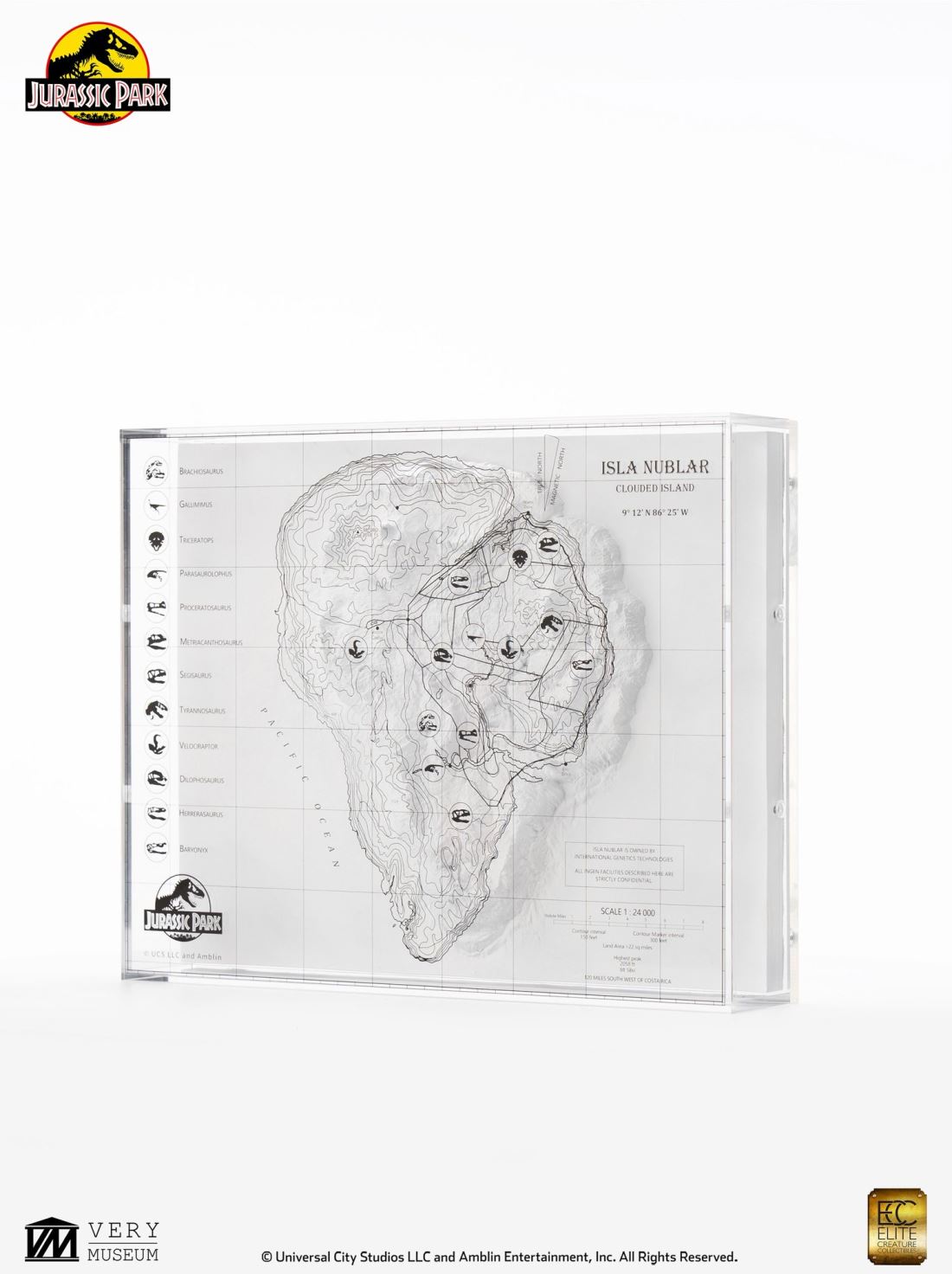 Jurassic Park Isla Nublar 3D Map Display 