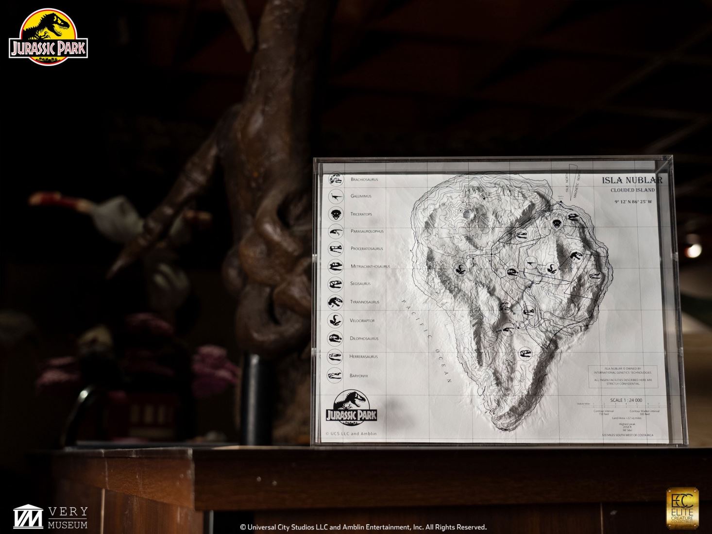 Jurassic Park Isla Nublar 3D Map Display 