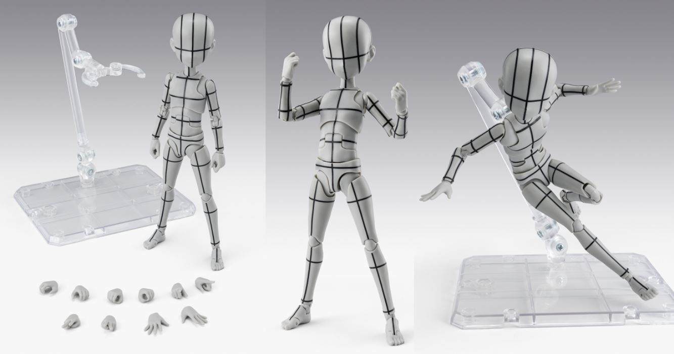 SHFiguarts Body-kun & Body-chan -Ken Sugimori- Edition-Wireframe- (Gray Color Ver.)