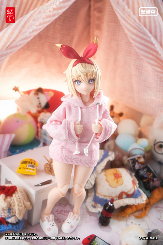 Bunny Ear Hoodie (Pink), Bunny Slippers (White) (DOLL ACCESSORY)