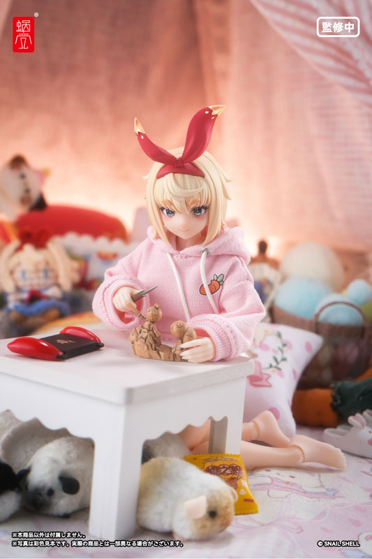 Bunny Ear Hoodie (Pink), Bunny Slippers (White) (DOLL ACCESSORY)
