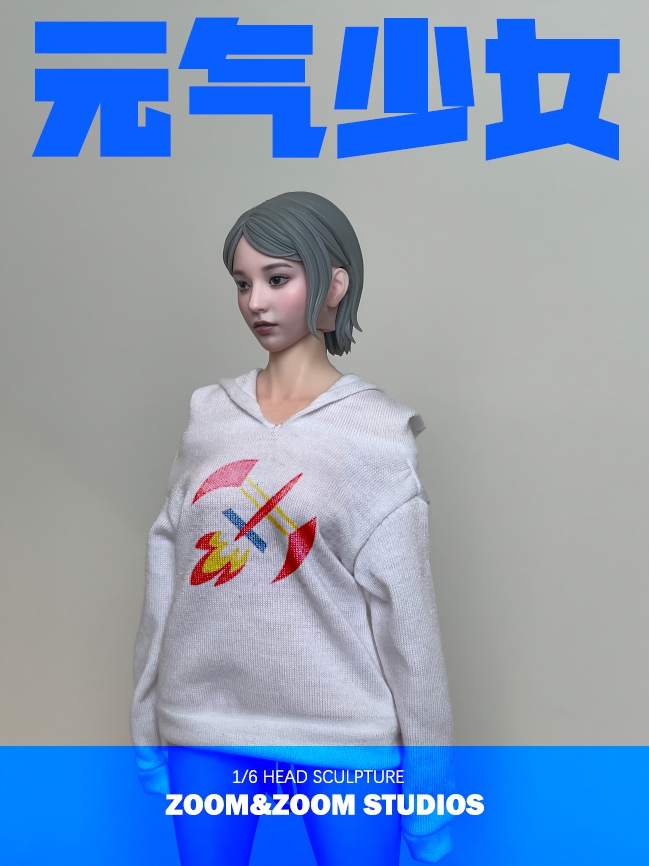 Energetic Girl Head Sculpture 1/6