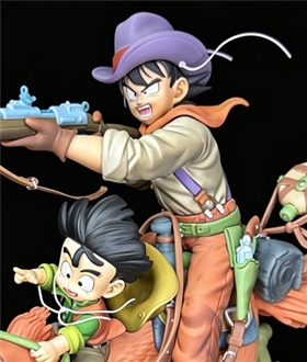 Goku-Gohan-riding-bird-Dragon-Ball