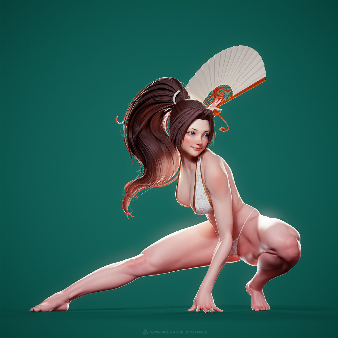 ต้นแบบซีจีงานปั้นงาม ๆ ของ Mai Shiranui จากภาพวาดของ Kyoung Hwan Kim