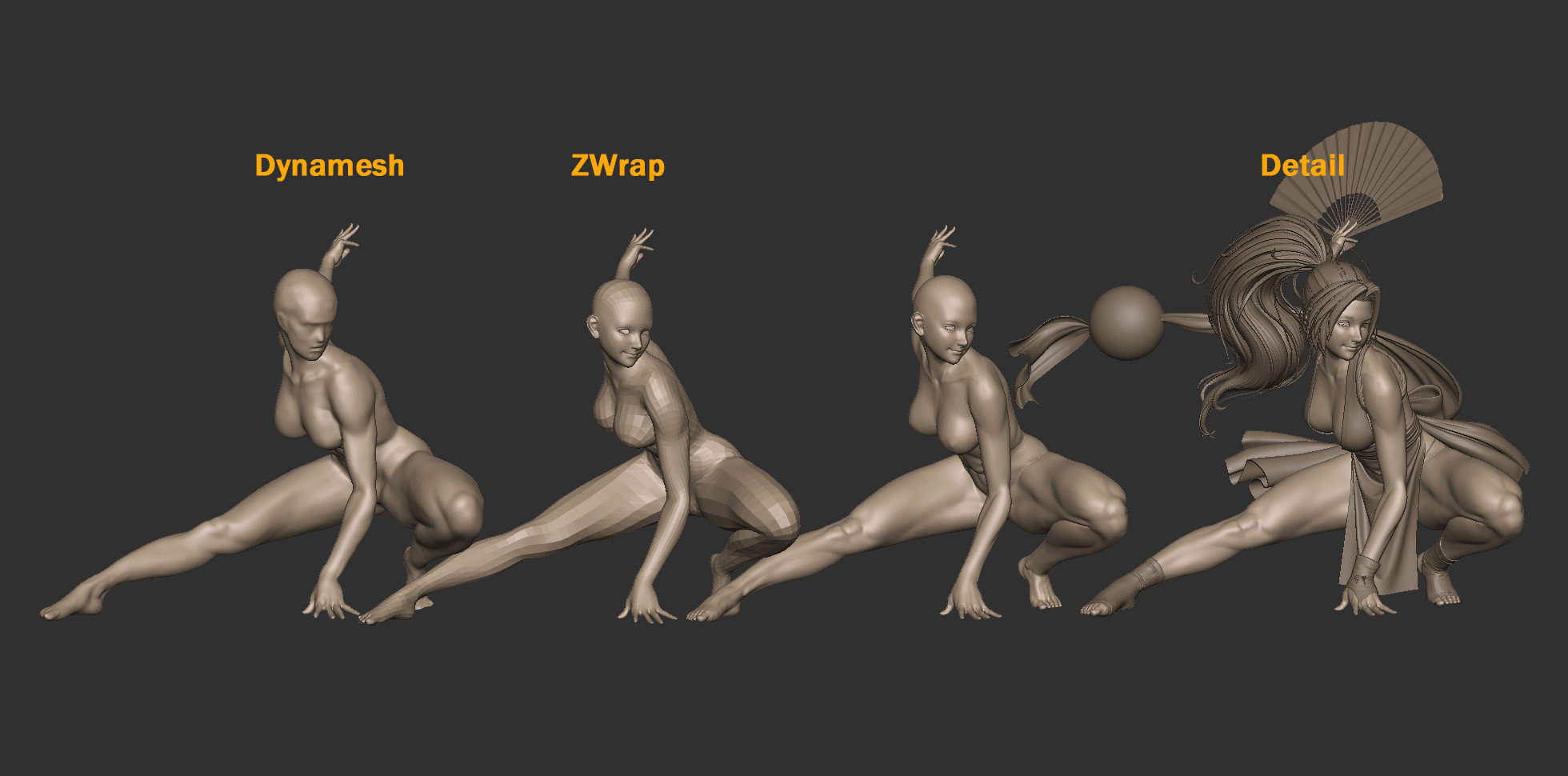 ต้นแบบซีจีงานปั้นงาม ๆ ของ Mai Shiranui จากภาพวาดของ Kyoung Hwan Kim