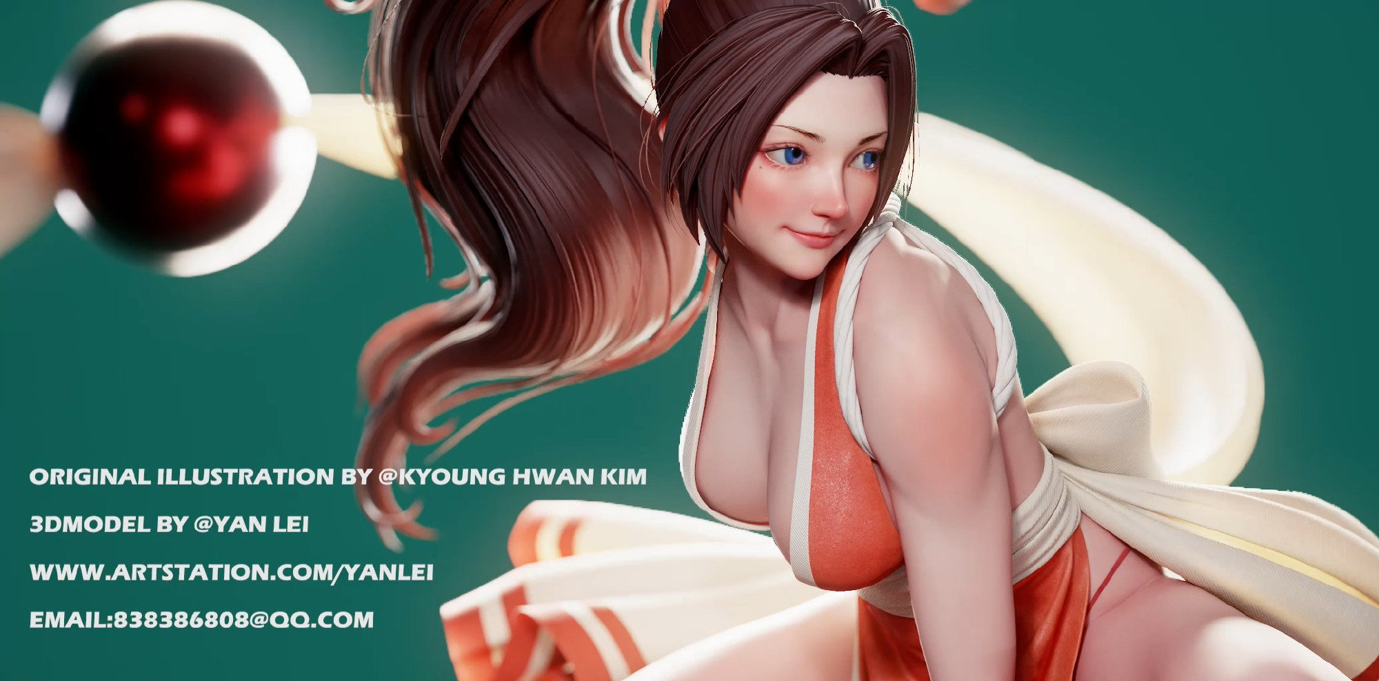 ต้นแบบซีจีงานปั้นงาม ๆ ของ Mai Shiranui จากภาพวาดของ Kyoung Hwan Kim