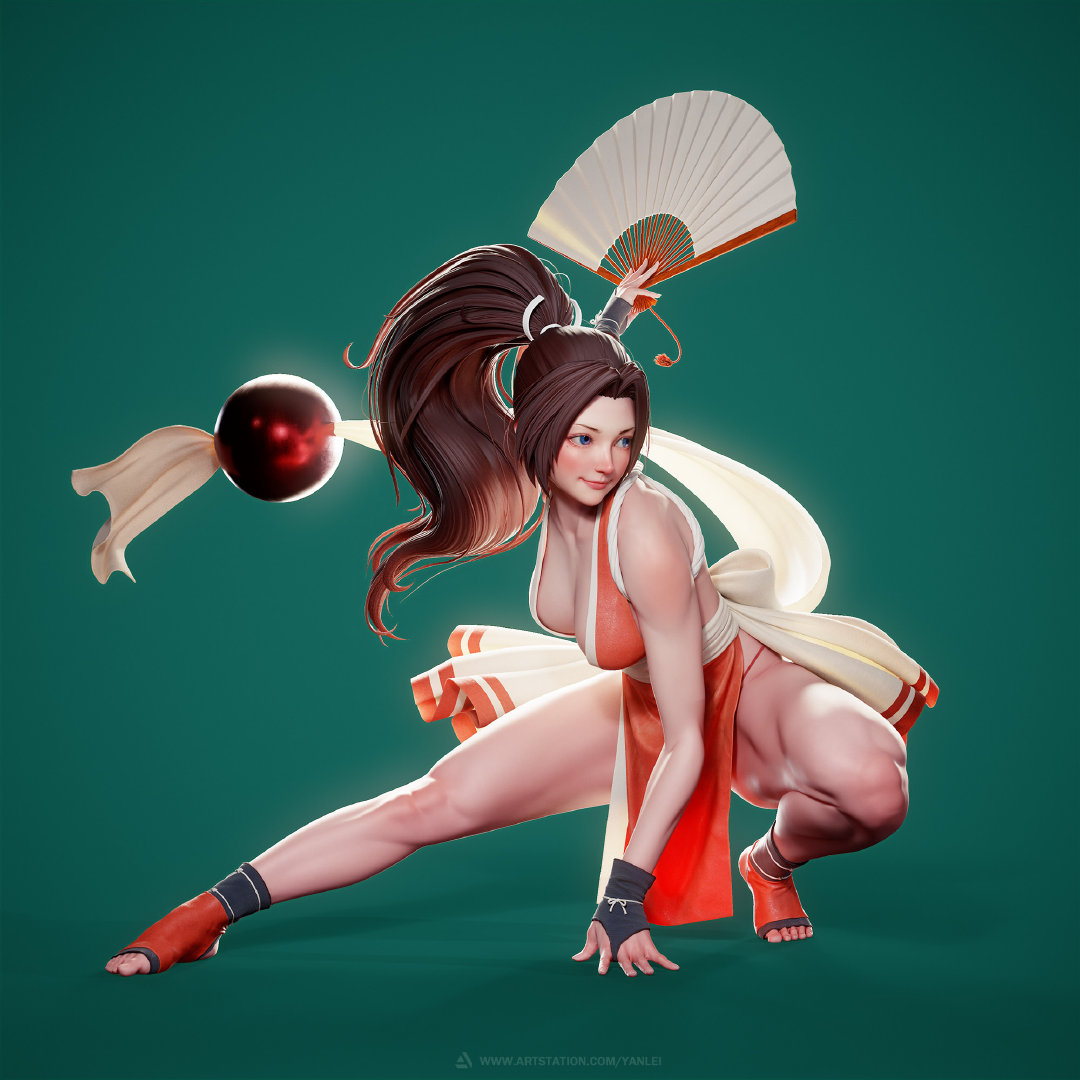 ต้นแบบซีจีงานปั้นงาม ๆ ของ Mai Shiranui จากภาพวาดของ Kyoung Hwan Kim