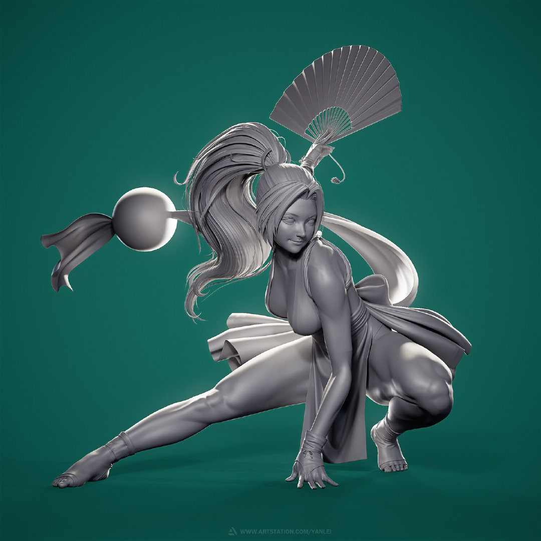 ต้นแบบซีจีงานปั้นงาม ๆ ของ Mai Shiranui จากภาพวาดของ Kyoung Hwan Kim