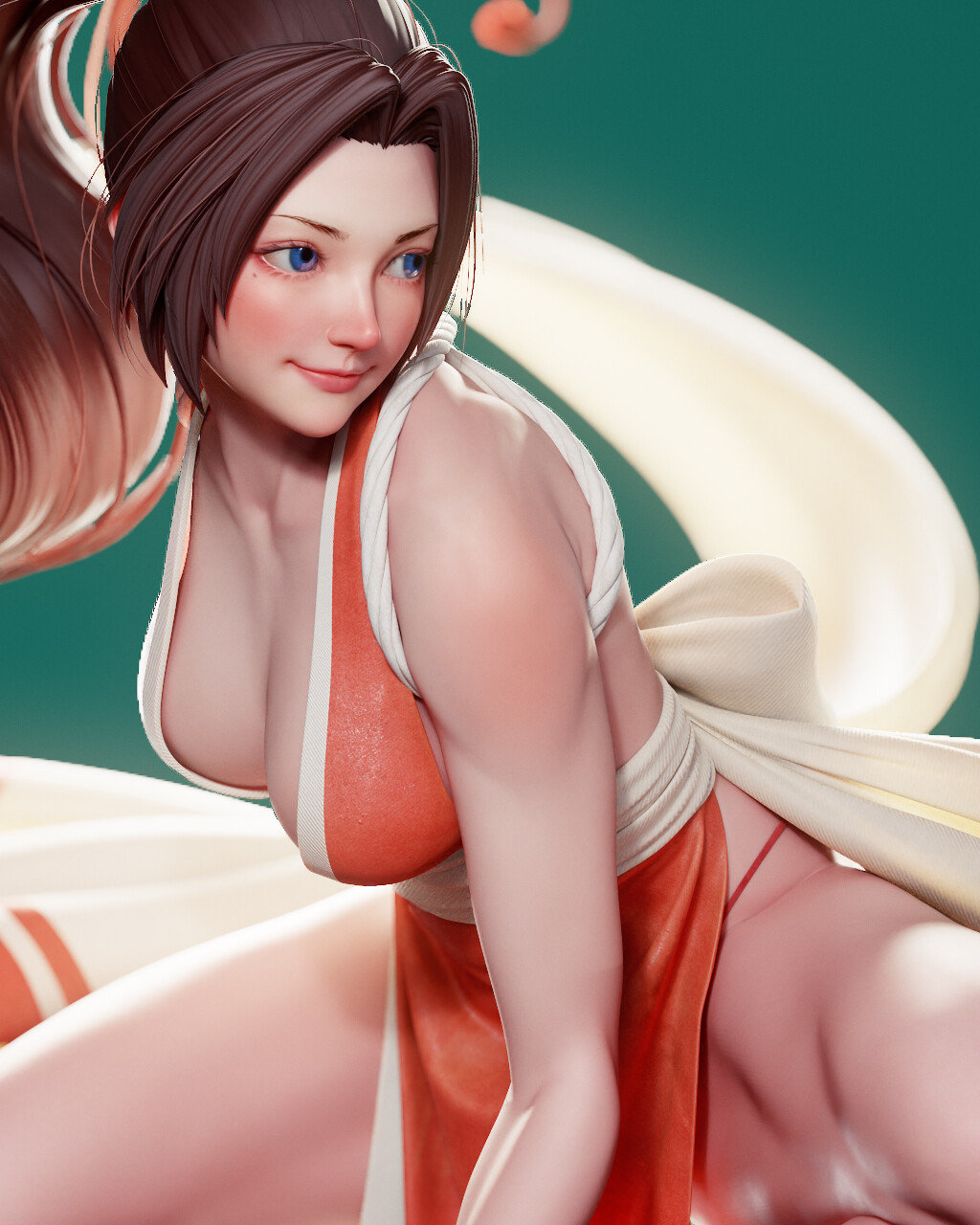 ต้นแบบซีจีงานปั้นงาม ๆ ของ Mai Shiranui จากภาพวาดของ Kyoung Hwan Kim
