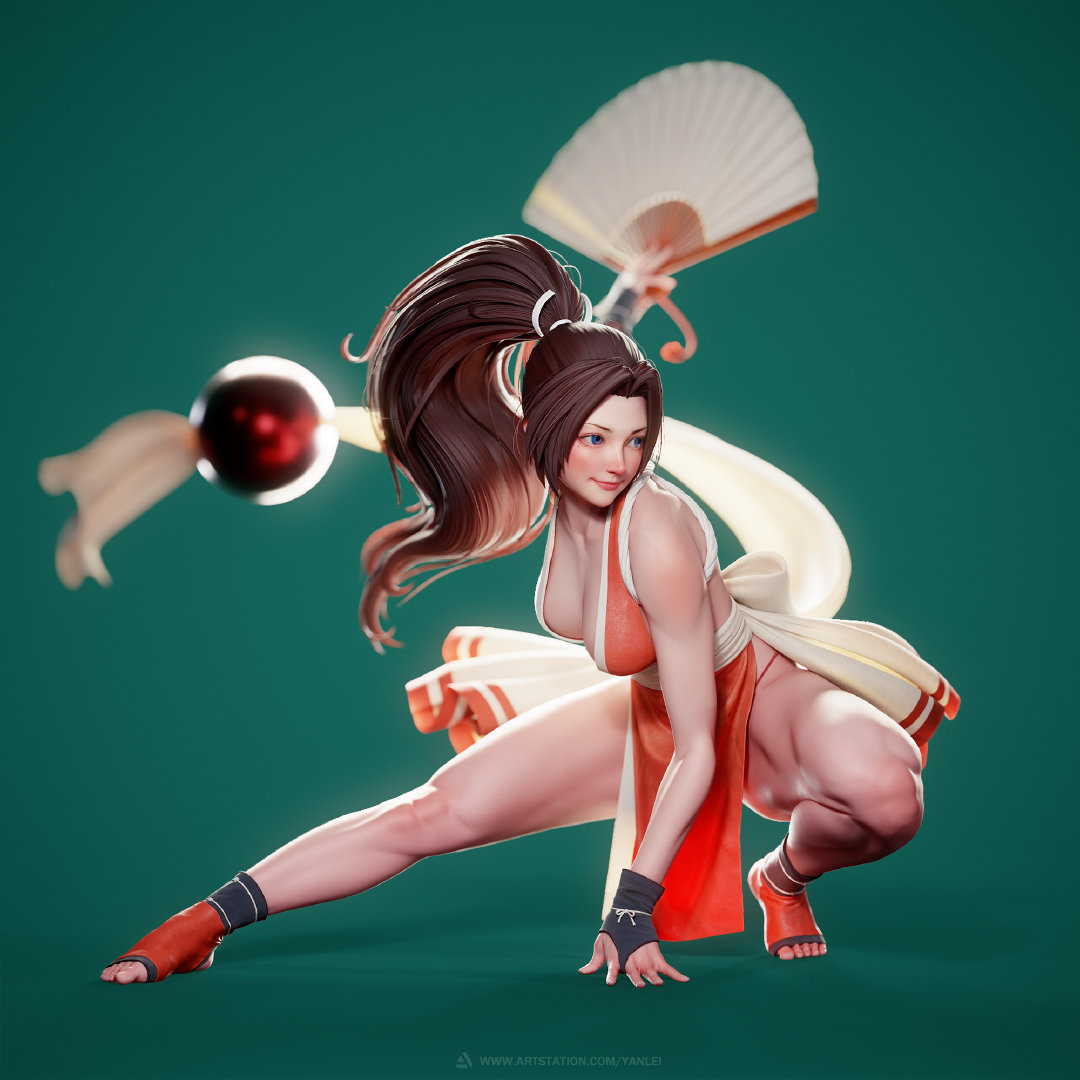 ต้นแบบซีจีงานปั้นงาม ๆ ของ Mai Shiranui จากภาพวาดของ Kyoung Hwan Kim